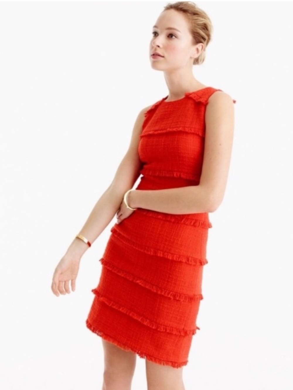 J. Crew Orange Fringey Tweed Sheath Dress G0965 *EUC*